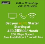 Etisalat home internet offer at 389/-