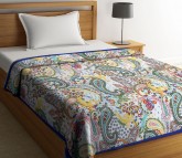 Buy Multicolour Screen Print Paisley Design Single Bed Blankets - Wooden Street