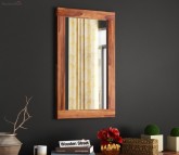Buy Bacon Mirror With Frame (Teak Finish) Online - Wooden Street