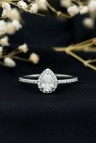 Simple Teardrop Lab Grown Diamond Engagement Ring with Halo