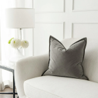 Alessandra Laurent Grey Velvet Cushion – Luxurious Look