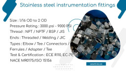 SS tube fittings in wide range of sizes
